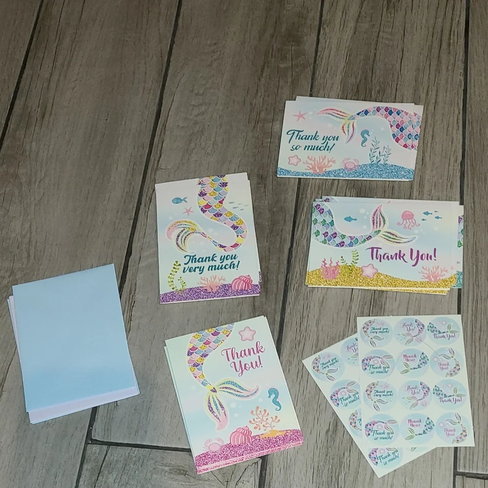 🍦 Mermaid thank you card bundle🧋